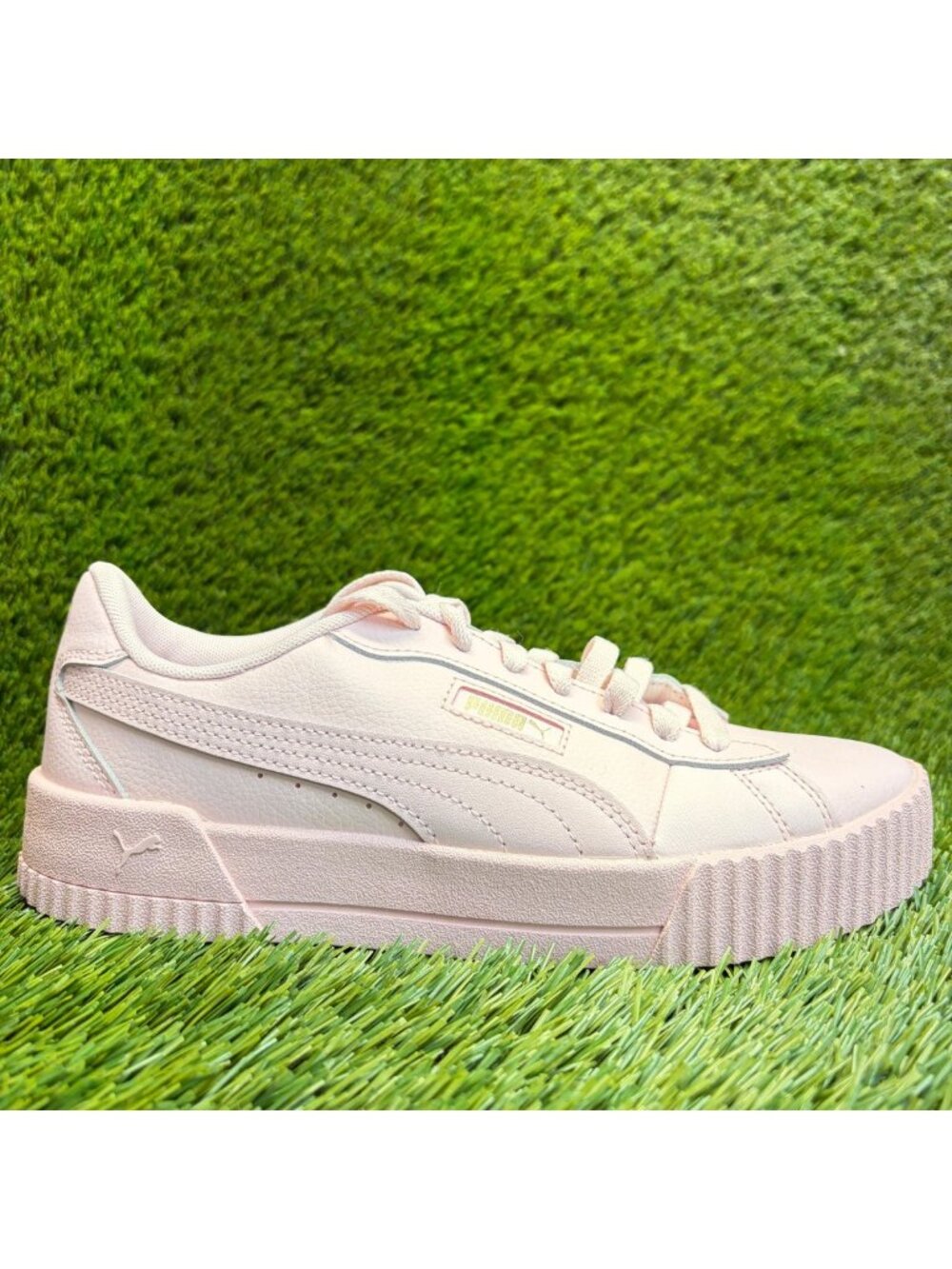 Puma Carina 3.0 Womens Size 8 Pink Athletic Leather Platform Shoes Sneakers